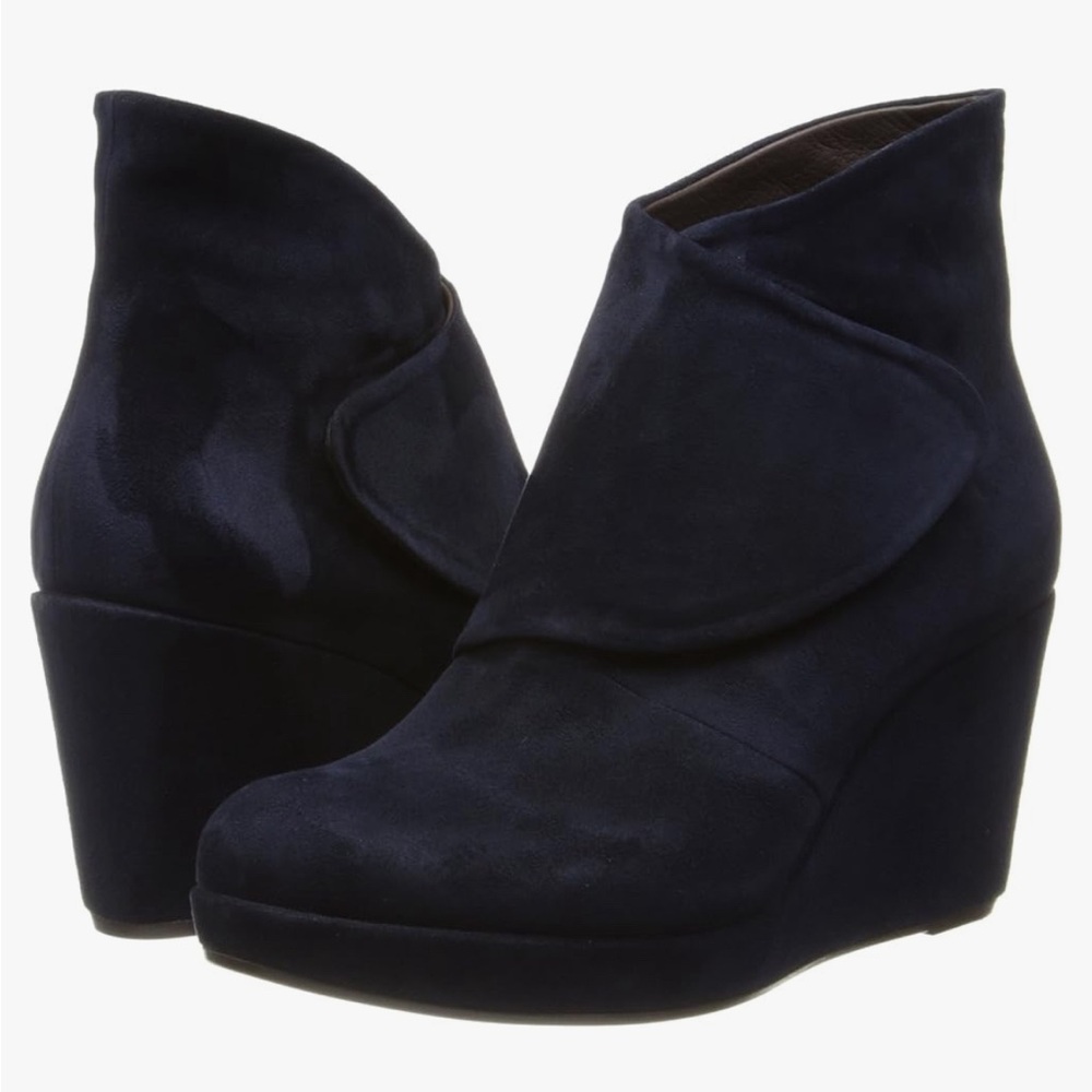 LIKE NEW Coclico Henrietta Suede Wedge Boot Mariano Blue Size 38 (7.5)